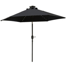 Sundaze 2.5M Black Garden Parasol With Solar Led Lights Crank Tilt Outdoor Patio Umbrella, Base Weights - thumbnail 2