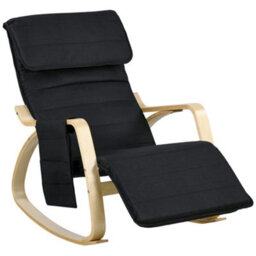 Homcom Rocking Chair Recliner Armchair With Adjustable Footrest, Black - thumbnail 2