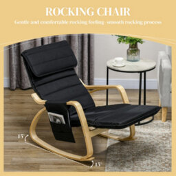 Homcom Rocking Chair Recliner Armchair With Adjustable Footrest, Black - thumbnail 4