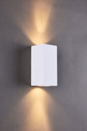 Harper Living Ceramic Rectangle Shaped Wall Light, 2 Lights Up And Down White Paintable Gu10 Sockets (No Bulbs) - thumbnail 1