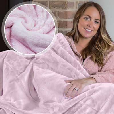 Dreamcatcher Blanket Throw Soft Faux Fur 160 X 130Cm Pink Fleece Overblanket Fluffy Blanket  For Sofa & Beds - image 1