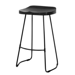 MH London Rombass Saddle Seat Counter Bar Stools Solid Wood Black Kitchen Breakfast Counter Height Stool Black Metal Legs Stool - thumbnail 4