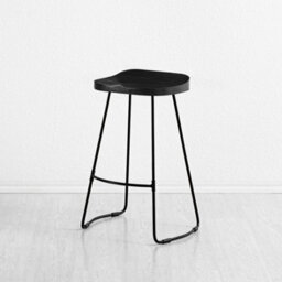 MH London Rombass Saddle Seat Counter Bar Stools Solid Wood Black Kitchen Breakfast Counter Height Stool Black Metal Legs Stool - thumbnail 3