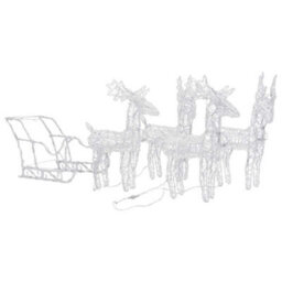 Berkfield Unique Reindeers & Sleigh Christmas Decoration 280X28X55 Cm Acrylic - thumbnail 3