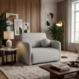 Viva Sun I Sofa Bed Chair With Sleeping Function And Bedding Storage Chipboard Frame Metal Legs 100X103X85Cm Light Grey - thumbnail 1