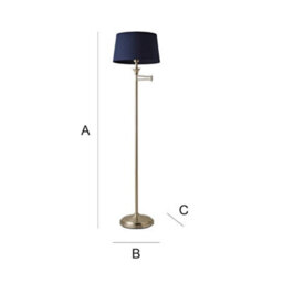 Valuelights Sinatra Adjustable Swing Arm Floor Lamp In Brushed Chrome Finish With Blue Light Shade - thumbnail 8