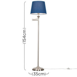 Valuelights Sinatra Adjustable Swing Arm Floor Lamp In Brushed Chrome Finish With Blue Light Shade - thumbnail 9