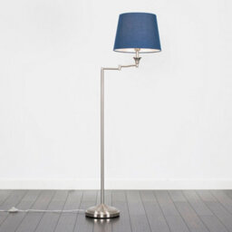 Valuelights Sinatra Adjustable Swing Arm Floor Lamp In Brushed Chrome Finish With Blue Light Shade - thumbnail 2
