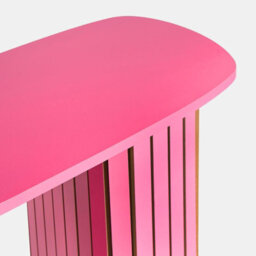 Ohs Madison Console Table Ribbed Engineered Wood Entryway Display Desk, Hot Pink - thumbnail 4