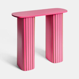 Ohs Madison Console Table Ribbed Engineered Wood Entryway Display Desk, Hot Pink - thumbnail 3