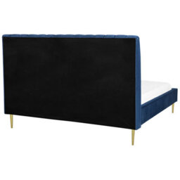 Beliani Bed Velvet Marville 180 X 200 Cm (Eu Super King) Navy Blue - thumbnail 5