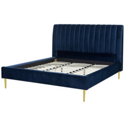 Beliani Bed Velvet Marville 180 X 200 Cm (Eu Super King) Navy Blue - thumbnail 6