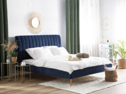 Beliani Bed Velvet Marville 180 X 200 Cm (Eu Super King) Navy Blue - thumbnail 2