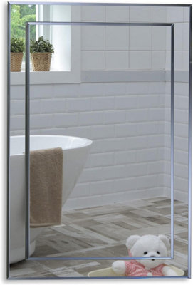 Mood Premium Rectangular Bathroom Mirror Wall Mounted, Double Layer Of Glass, Bevelled Edges (70Cm X 50Cm) - image 1