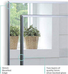 Mood Premium Rectangular Bathroom Mirror Wall Mounted, Double Layer Of Glass, Bevelled Edges (70Cm X 50Cm) - thumbnail 4