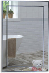 Mood Premium Rectangular Bathroom Mirror Wall Mounted, Double Layer Of Glass, Bevelled Edges (70Cm X 50Cm)