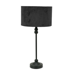 Valuelights Maggie Black Metal Candlestick Slim Table Lamp With Black Velvet Drum Lamp Shade And Led Bulb - thumbnail 2