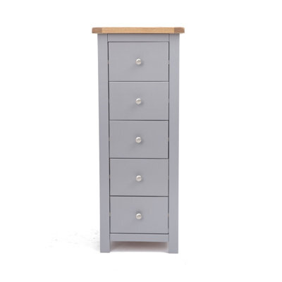 Cabinet Bits Mirano 5 Drawer Narrow Chest Of Drawers Chrome Knob - image 1