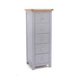 Cabinet Bits Mirano 5 Drawer Narrow Chest Of Drawers Chrome Knob - thumbnail 2