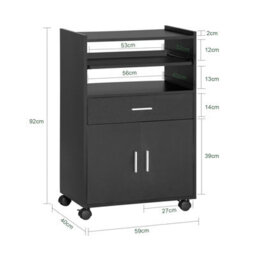 Sobuy Fsb09-Sch, Kitchen Trolley With Wheels And Extendable Worktop Microwave Stand Storage Unit,w59Xd40Xh92 - thumbnail 3