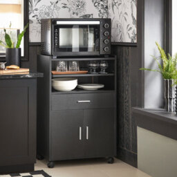 Sobuy Fsb09-Sch, Kitchen Trolley With Wheels And Extendable Worktop Microwave Stand Storage Unit,w59Xd40Xh92 - thumbnail 2
