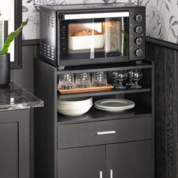 Sobuy Fsb09-Sch, Kitchen Trolley With Wheels And Extendable Worktop Microwave Stand Storage Unit,w59Xd40Xh92 - thumbnail 6