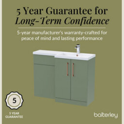 Balterley Right-Hand Bathroom Vanity And Wc Unit Combination With Basin - 1100mm - Satin Green With Copper Handles - thumbnail 6