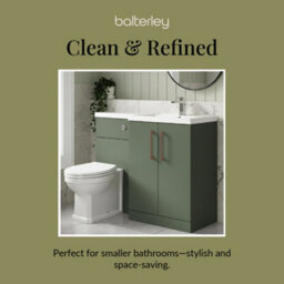 Balterley Right-Hand Bathroom Vanity And Wc Unit Combination With Basin - 1100mm - Satin Green With Copper Handles - thumbnail 7