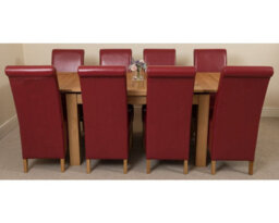 That's Furniture Richmond 140Cm - 220Cm Oak Extending Dining Table And 8 Chairs Dining Set With Montana Burgundy Leather Chairs - thumbnail 2