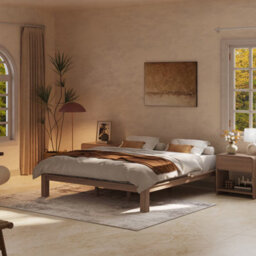 Flexispot Walnut King Size Solid Wood Bed Frame With Japanese Joinery, 150 X 200 Cm - thumbnail 1