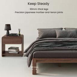 Flexispot Walnut King Size Solid Wood Bed Frame With Japanese Joinery, 150 X 200 Cm - thumbnail 7