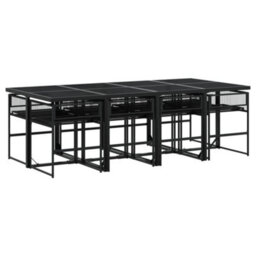 Berkfield 9 Piece Garden Dining Set Black Poly Rattan - thumbnail 7