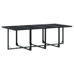 Berkfield 9 Piece Garden Dining Set Black Poly Rattan - thumbnail 3