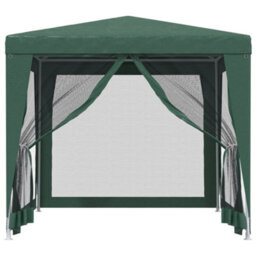 Berkfield Party Tent With 4 Mesh Sidewalls Green 2.5X2.5 M Hdpe - thumbnail 3