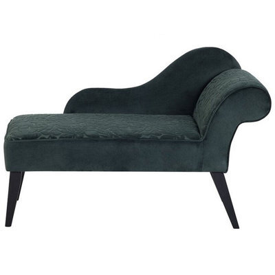 Beliani Right-Hand Chaise Longue Biarritz Velvet Dark Green - image 1