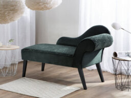 Beliani Right-Hand Chaise Longue Biarritz Velvet Dark Green - thumbnail 2
