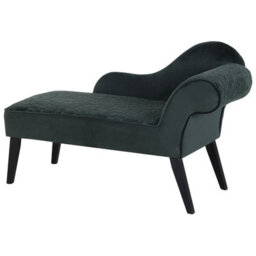 Beliani Right-Hand Chaise Longue Biarritz Velvet Dark Green - thumbnail 4