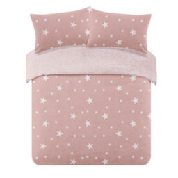 Ohs Star Teddy Duvet Cover Pillowcase Bedding Set, Blush - King