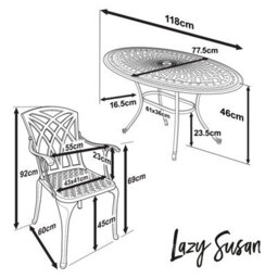 Lazy Susan Bella Antique Bronze 2 Seater Garden Furniture Set - thumbnail 9