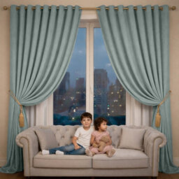 Oxford Homeware Eyelet Linen Effect Curtains Sage Green Fully Lined 100%blackout Thermal Insulated Curtains Pair (W)168Cmx(L)228Cm - thumbnail 2