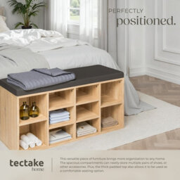 Tectake Shoe Rack - Storage Cabinet For 10 Pairs Of Shoes, Bench With Seat Cushion, 103.5 X 48 X 30 Cm - 103.5 Cm - Dark Grey/light Oak - thumbnail 5