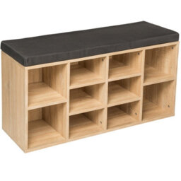 Tectake Shoe Rack - Storage Cabinet For 10 Pairs Of Shoes, Bench With Seat Cushion, 103.5 X 48 X 30 Cm - 103.5 Cm - Dark Grey/light Oak