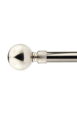 Unknown 16-19mm Sphere Extendable Eyelet Metal Curtain Pole Set Brushed Silver 120-210Cm - image 1