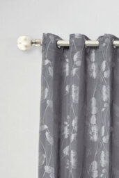 Unknown 16-19mm Sphere Extendable Eyelet Metal Curtain Pole Set Brushed Silver 120-210Cm - thumbnail 2