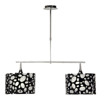 Luminosa Lighting Luminosa Lupin Linear Pendant 2 Light E27, Gloss Black, White Acrylic, Polished Chrome - image 1