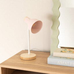 Valuelights Woody Blush Pink Metal Dome Shade Wooden Base Desk Task Table Lamp And Led Bulb - thumbnail 4