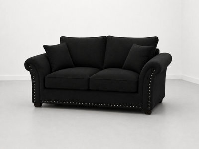 Harrison Plush Velvet Sofa - Elegant Modern Sofa Collection - Black 2 Seater