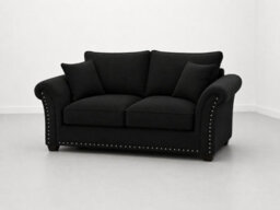 Harrison Plush Velvet Sofa - Elegant Modern Sofa Collection - Black 2 Seater
