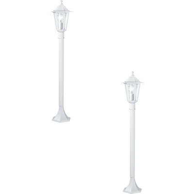 2 Pack White Aluminium Ip44 Outdoor Bollard Lights With 60W E27 Lamps - image 1