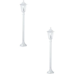 2 Pack White Aluminium Ip44 Outdoor Bollard Lights With 60W E27 Lamps - thumbnail 1